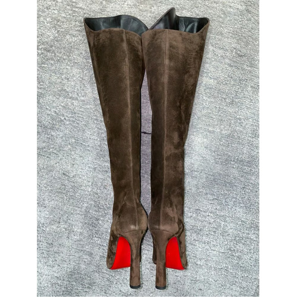 Christian Louboutin Eleonor Botta 100 Arabica Brown OTK Knee High Heel Boot 39.5 - Picture 3 of 12